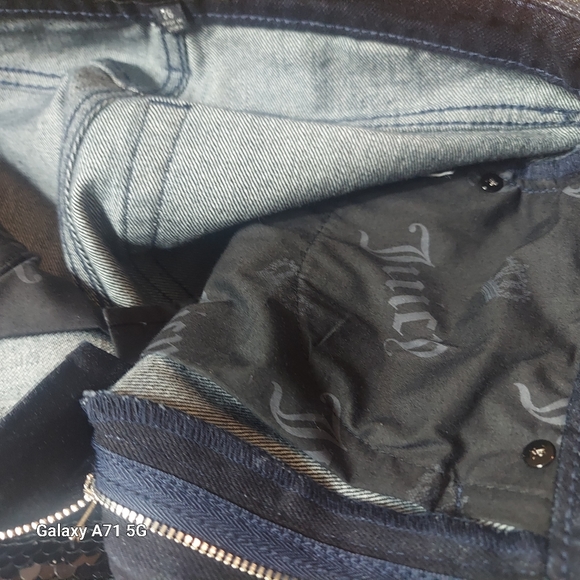 NWOT Juicy Couture 2-Tone Luxe Denim High Waisted Sparkly Sequin Jeans - Picture 8 of 14